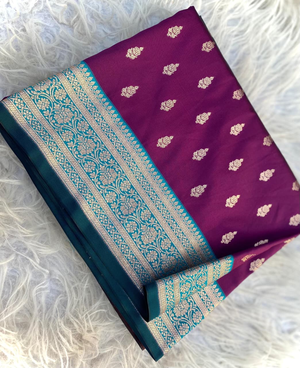Ratatouille Purple Soft Banarasi Satin Silk Saree With Chatoyant Blouse