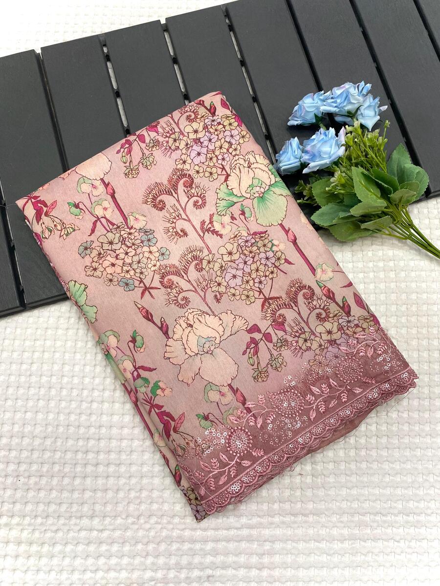 Cynosure Wine Embroidery Work Tussar Silk Saree With Flaunt Blouse Piece