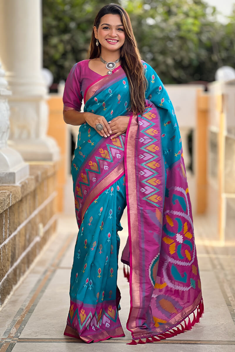 Jubilant Friozi Soft Banarasi Silk Saree With Verdant Blouse Piece