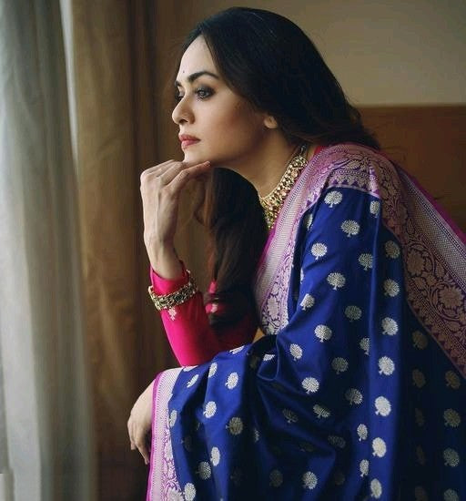 Elegant Blue Soft Banarasi Silk Saree With Gorgeous Blouse Piece