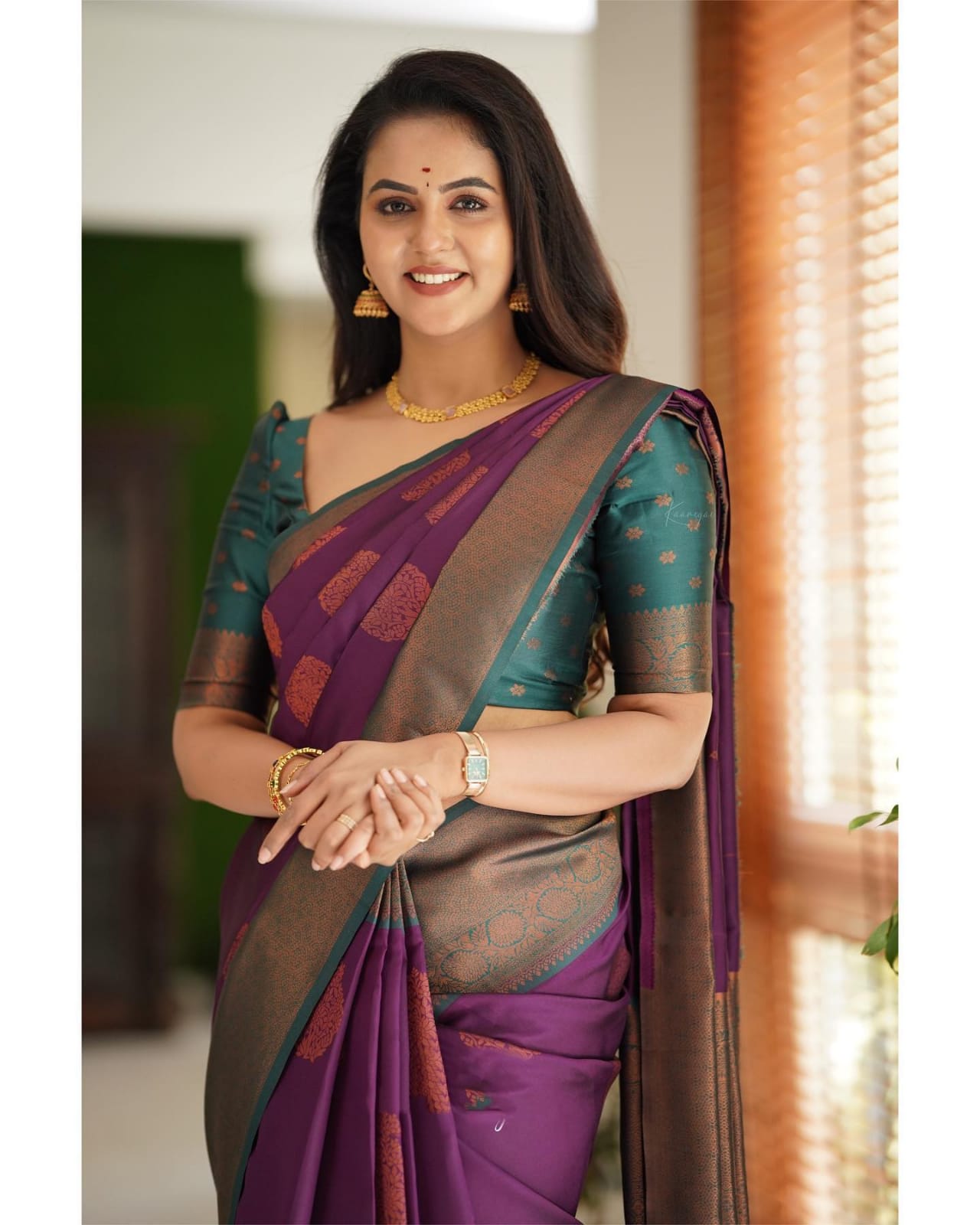 Felicitous Purple Soft Silk Saree With Imaginative Blouse Piece