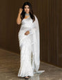 Conflate White Soft Silk Saree With Cynosure Blouse Piece