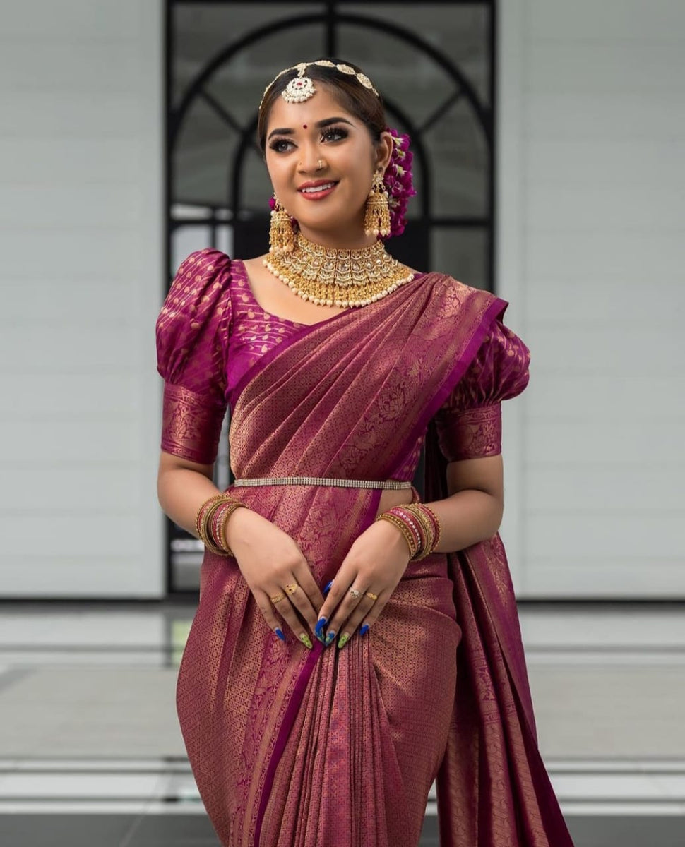 Deserving Purple Soft Silk Saree with Energetic Blouse Piece