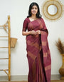 Felicitous Maroon Soft Silk Saree With Luxuriant Blouse Piece