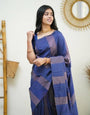 Seraglio Navy Blue Soft Silk Saree With Staggering Blouse Piece