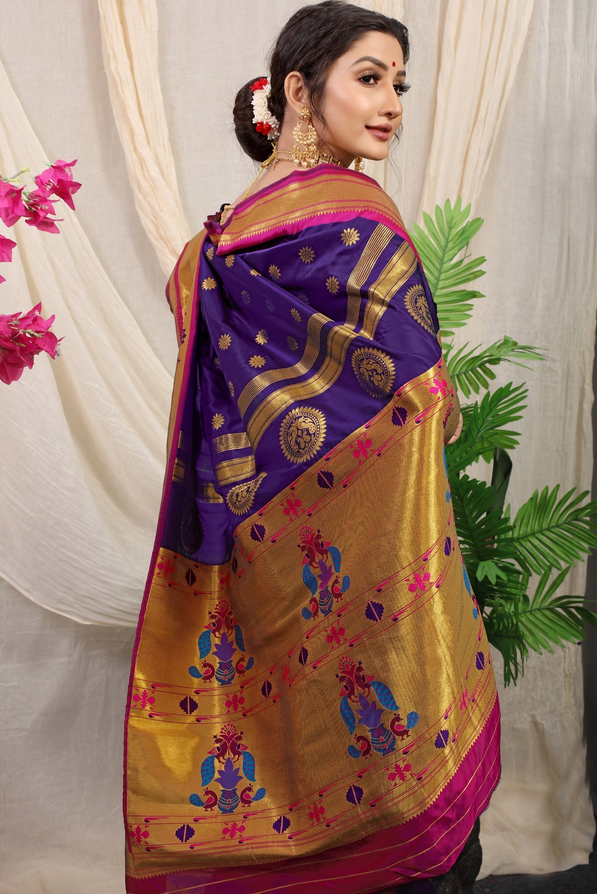 Majesty Purple Paithani Silk Saree With Splendorous Blouse Piece