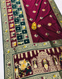 Magnificat Wine Patola Silk Saree With Groovy Blouse Piece