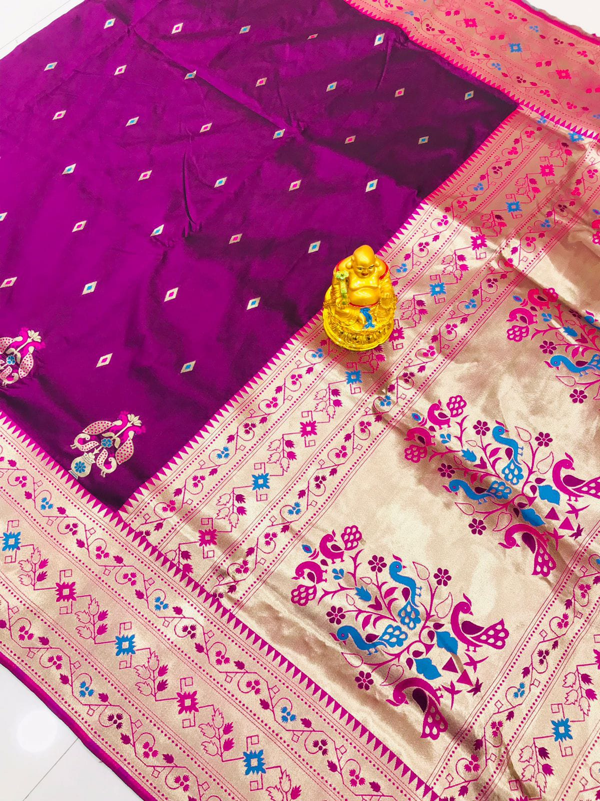 Demanding Purple Paithani Silk Saree With Classy Blouse Piece