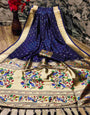 Deserving Navy Blue Paithani Silk Saree With Ethnic Blouse Piece