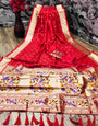 Beautiful Red Paithani Silk Saree With Ethnic Blouse Piece