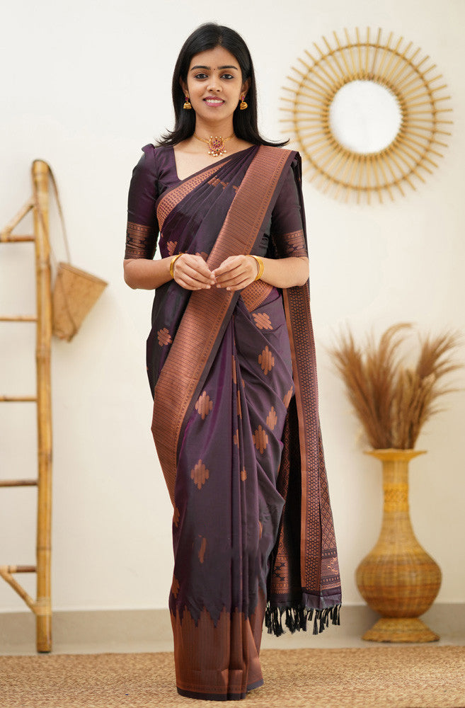 Purple Soft Silk Saree main image 0