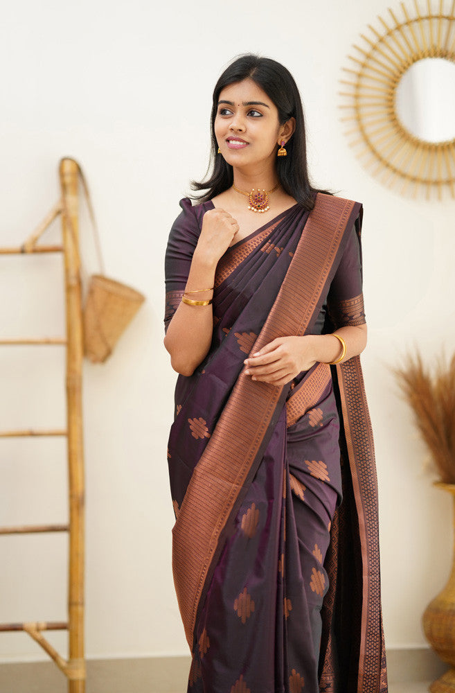 Purple Soft Silk Saree main image 1