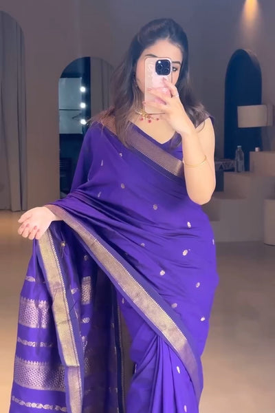 Divine Purple Soft Silk Saree With Propinquity Blouse Piece