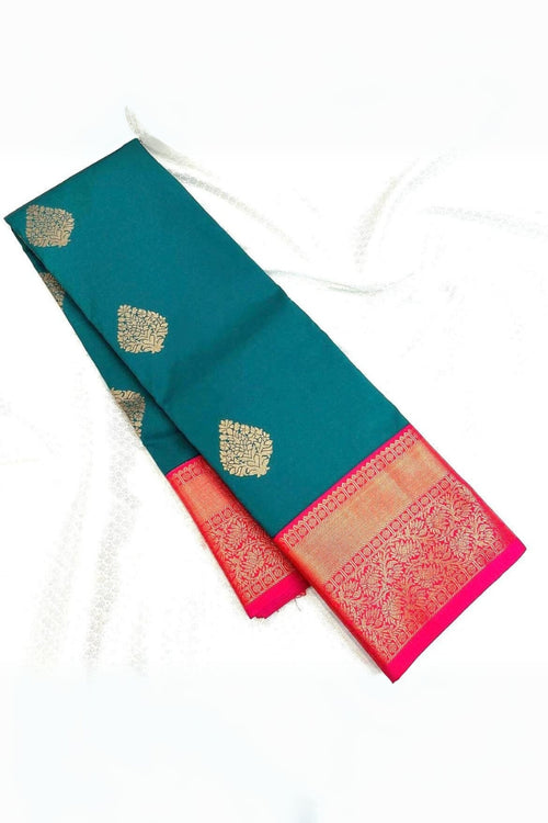 Load image into Gallery viewer, Lagniappe Rama Soft Banarasi Silk Saree With Luxuriant Blouse Piece
