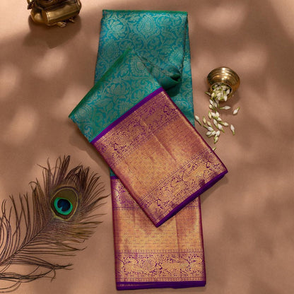 Murmurous Rama Soft Silk Saree With Elision Blouse Piece