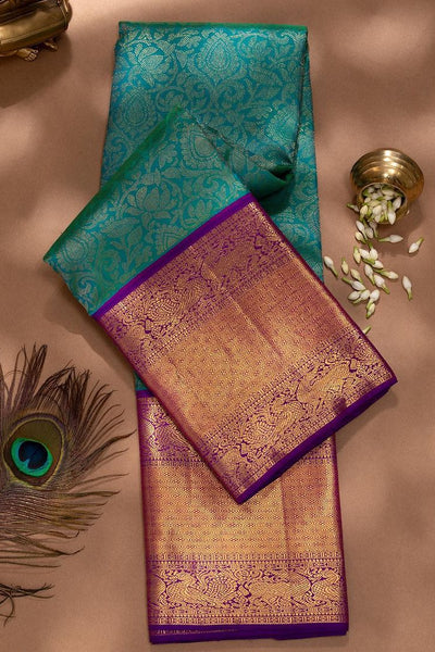 Murmurous Rama Soft Silk Saree With Elision Blouse Piece