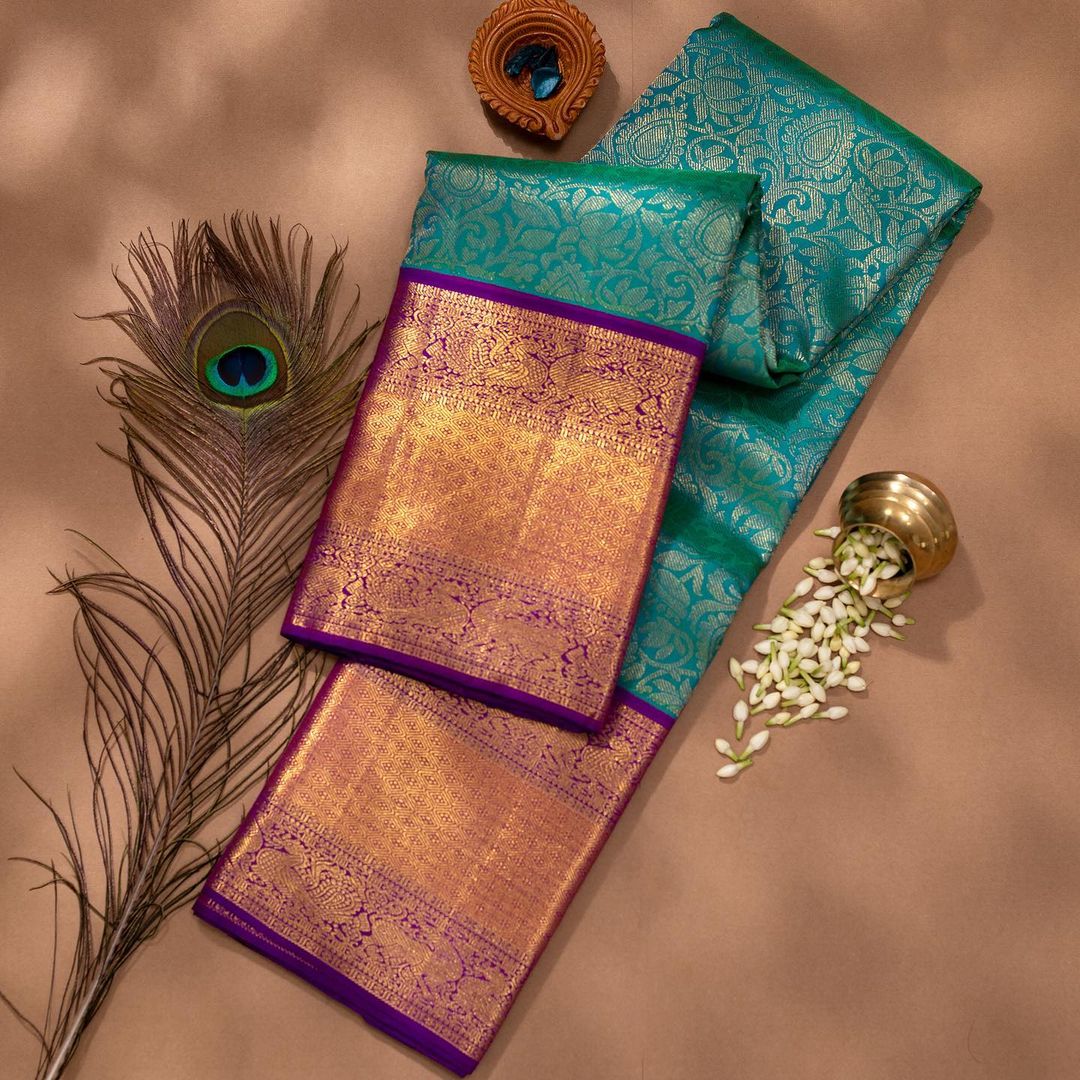 Murmurous Rama Soft Silk Saree With Elision Blouse Piece