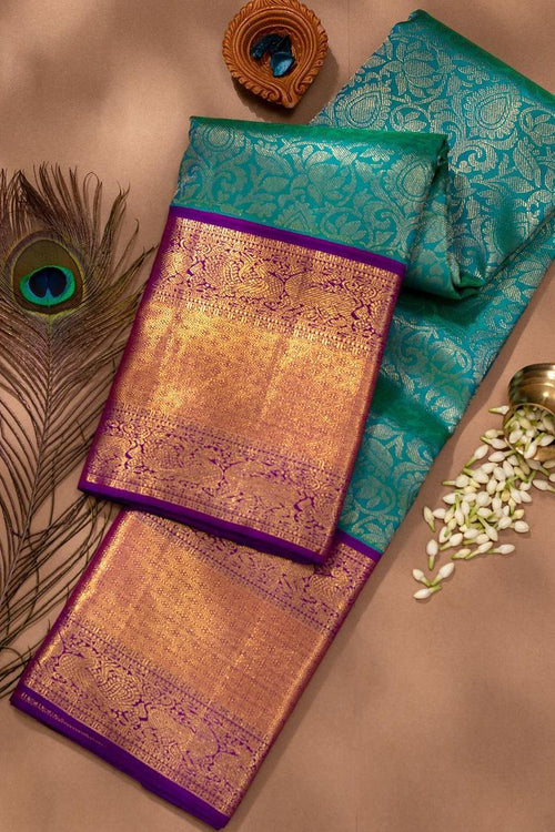 Load image into Gallery viewer, Murmurous Rama Soft Silk Saree With Elision Blouse Piece
