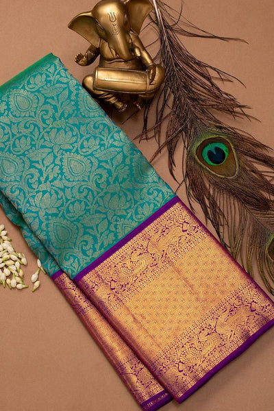 Murmurous Rama Soft Silk Saree With Elision Blouse Piece