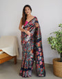 Pretty Navy Blue Pashmina saree With Amazing Blouse Piece