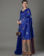 Blooming Blue Soft Silk Saree With Flamboyant Blouse Piece