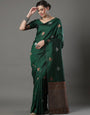 Ethnic Green Soft Silk Saree With Preferable Blouse Piece