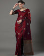 Inspiring Maroon Soft Silk Saree With Delightful Blouse Piece