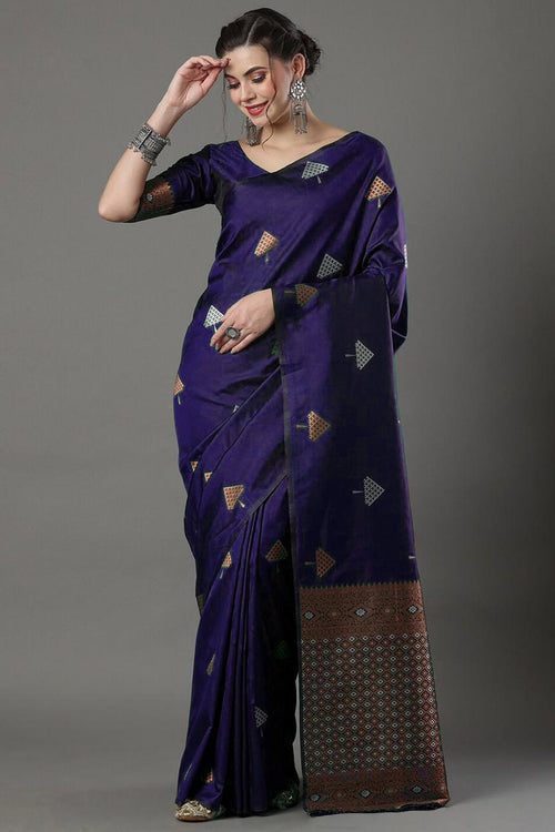 Load image into Gallery viewer, Radiant Purple Soft Silk Saree With Ethnic Blouse Piece
