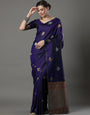 Radiant Purple Soft Silk Saree With Ethnic Blouse Piece