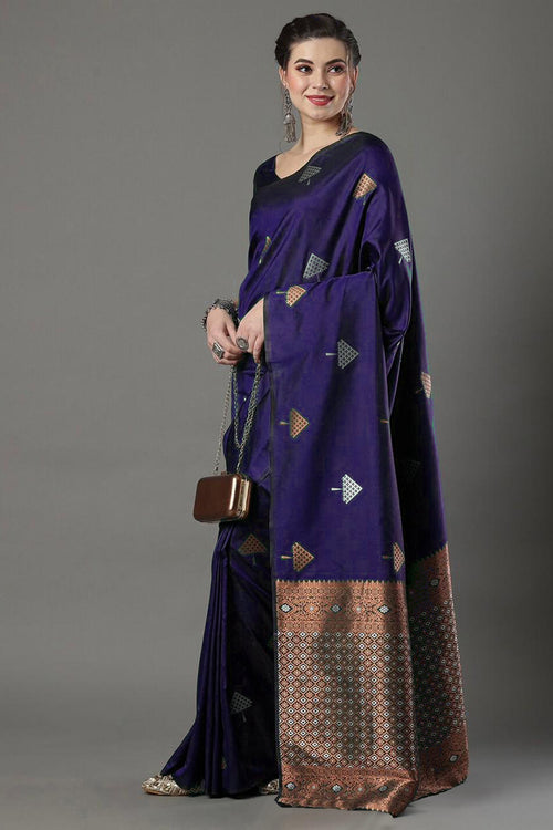 Load image into Gallery viewer, Radiant Purple Soft Silk Saree With Ethnic Blouse Piece
