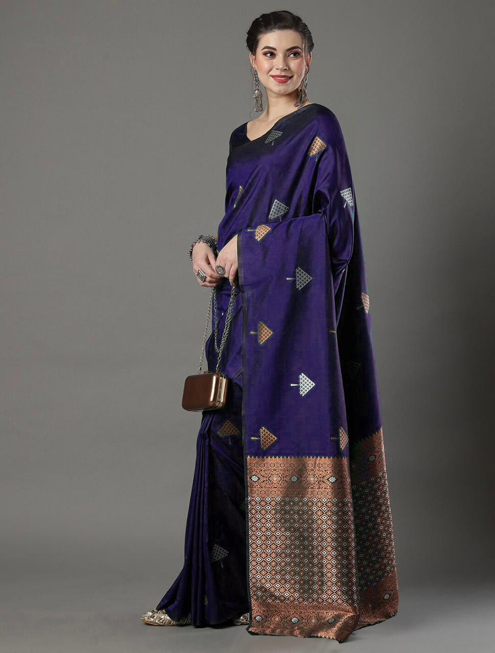 Radiant Purple Soft Silk Saree With Ethnic Blouse Piece