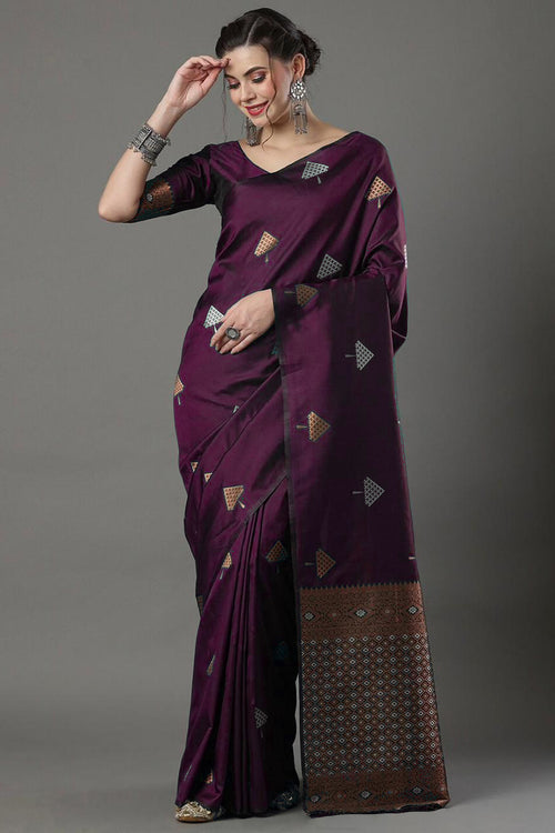 Load image into Gallery viewer, Demanding Wine Soft Silk Saree With Ideal Blouse Piece
