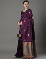 Demanding Wine Soft Silk Saree With Ideal Blouse Piece