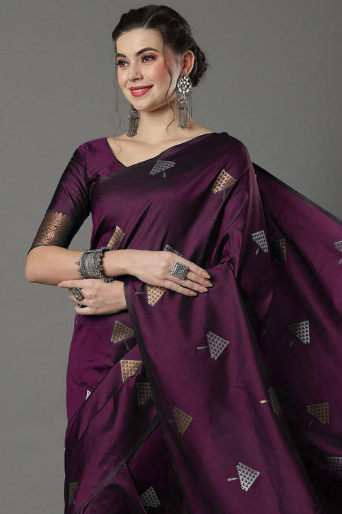 Load image into Gallery viewer, Demanding Wine Soft Silk Saree With Ideal Blouse Piece
