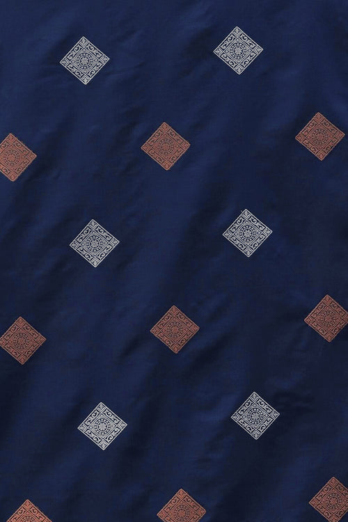 Load image into Gallery viewer, Symmetrical Navy Blue Soft Silk Saree With Splendorous Blouse Piece
