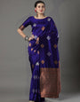 Incredible Royal Blue Soft Silk Saree With Devastating Blouse Piece