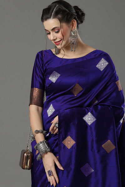Incredible Royal Blue Soft Silk Saree With Devastating Blouse Piece