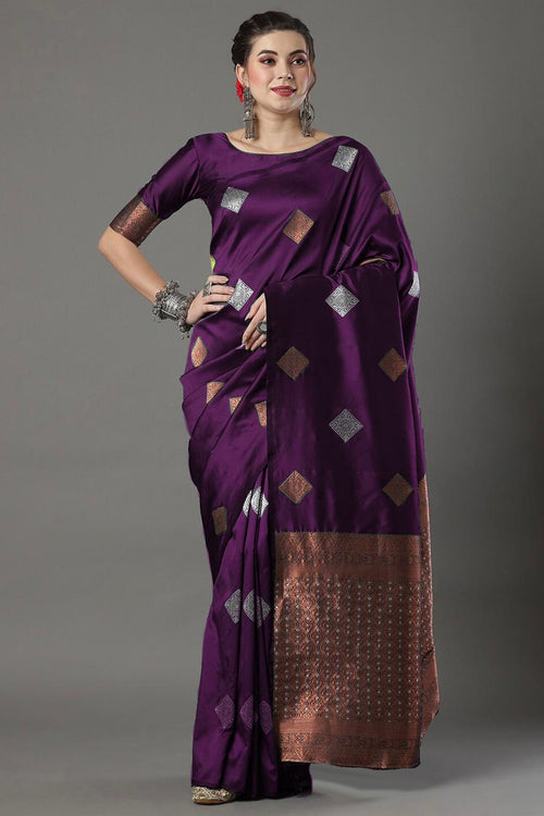 Load image into Gallery viewer, Scintilla Wine Soft Silk Saree With Engaging Blouse Piece
