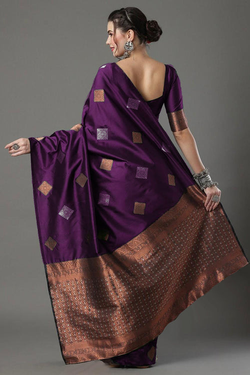 Load image into Gallery viewer, Scintilla Wine Soft Silk Saree With Engaging Blouse Piece
