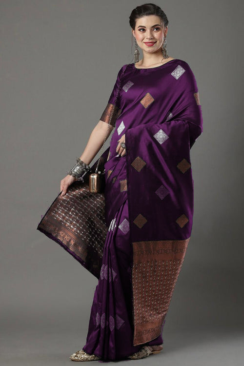 Load image into Gallery viewer, Scintilla Wine Soft Silk Saree With Engaging Blouse Piece
