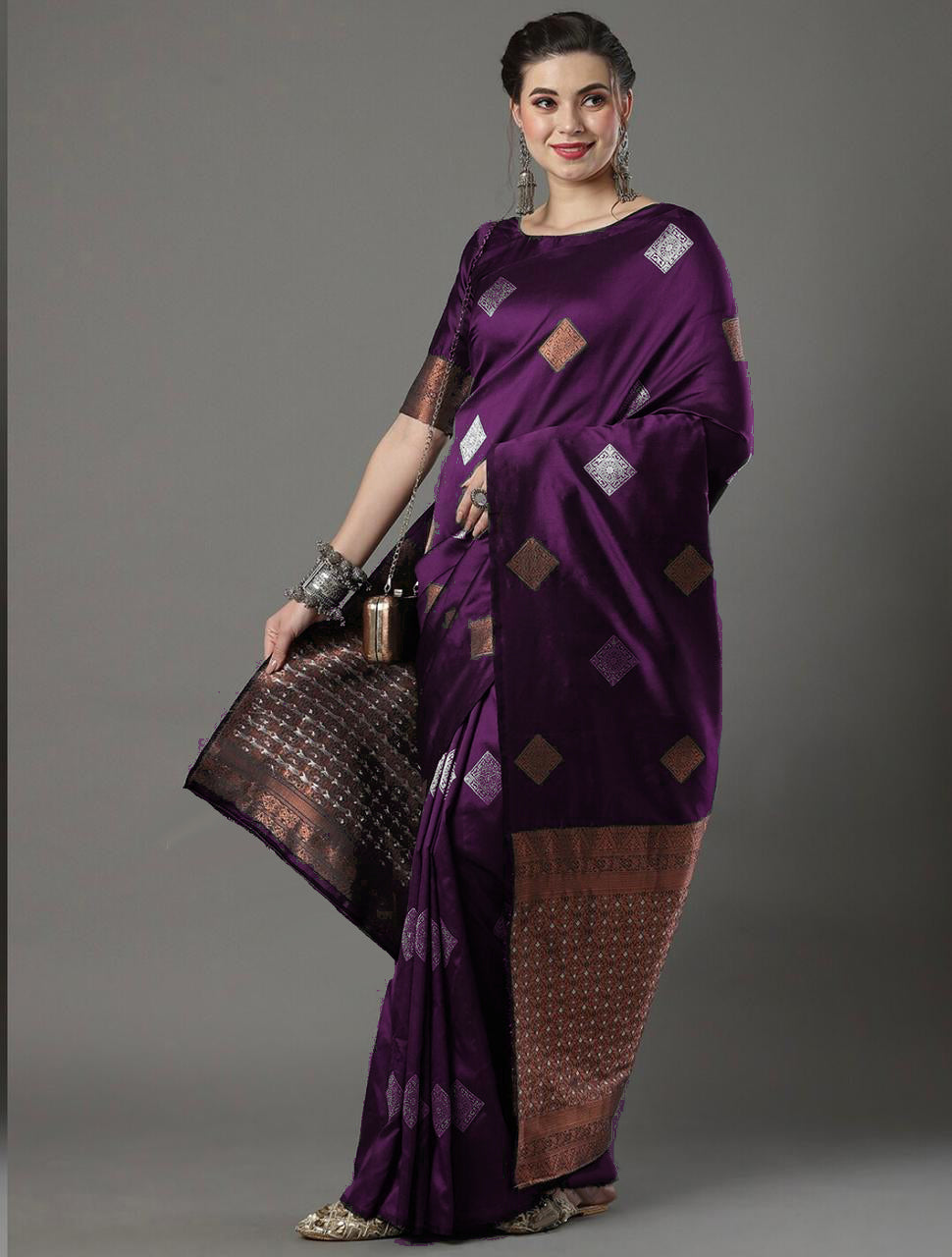 Scintilla Wine Soft Silk Saree With Engaging Blouse Piece