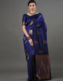 Tempting Blue Soft Silk Saree With Fragrant Blouse Piece