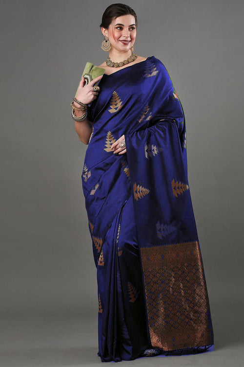 Load image into Gallery viewer, Tempting Blue Soft Silk Saree With Fragrant Blouse Piece
