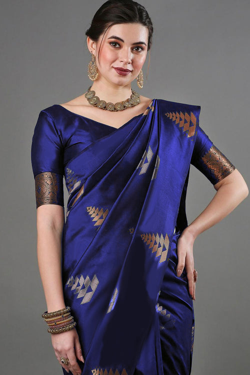 Load image into Gallery viewer, Tempting Blue Soft Silk Saree With Fragrant Blouse Piece
