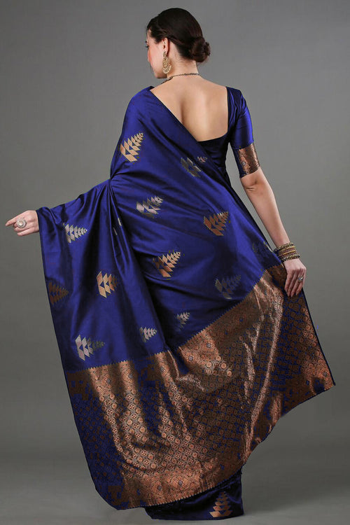 Load image into Gallery viewer, Tempting Blue Soft Silk Saree With Fragrant Blouse Piece
