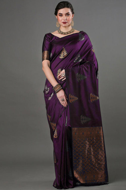 Load image into Gallery viewer, Incomparable Purple Soft Silk Saree With Enchanting Blouse Piece
