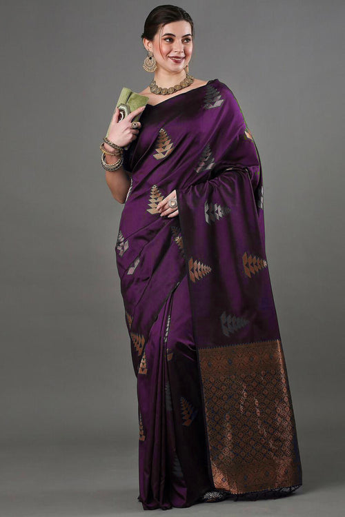 Load image into Gallery viewer, Incomparable Purple Soft Silk Saree With Enchanting Blouse Piece
