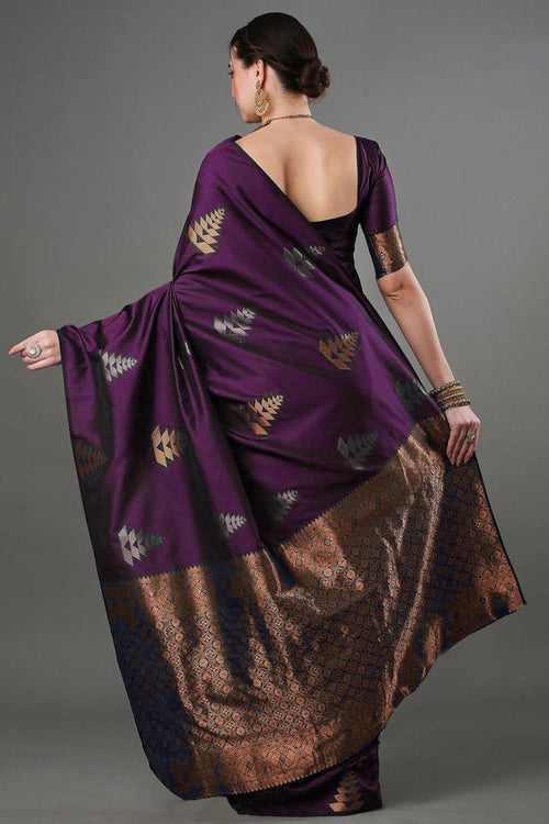 Load image into Gallery viewer, Incomparable Purple Soft Silk Saree With Enchanting Blouse Piece
