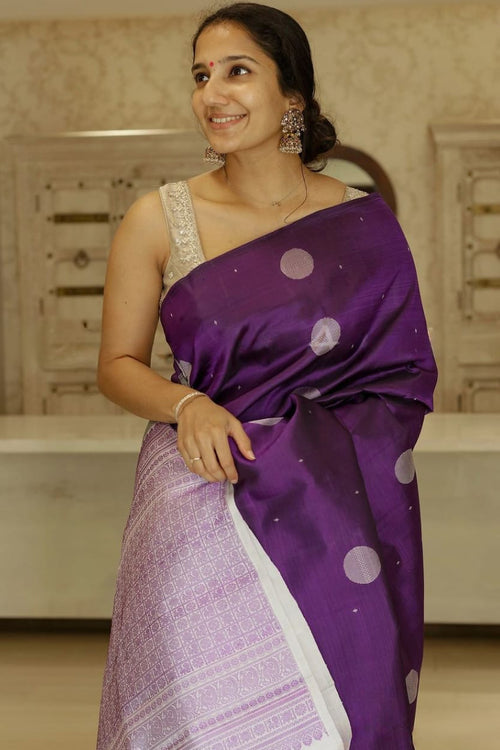 Load image into Gallery viewer, Splendorous Purple Soft Silk Saree With Winsome Blouse Piece
