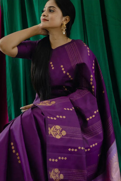 Load image into Gallery viewer, Redolent Purple Soft Silk Saree With Fragrant Blouse Piece
